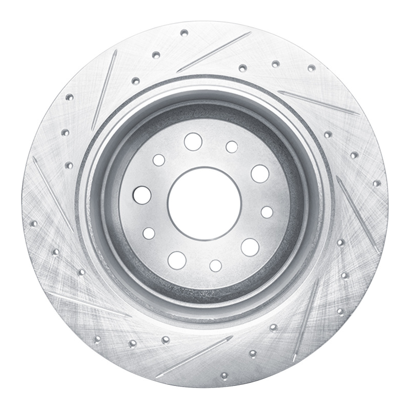 Jeep Grand Cherokee Brake Rotor (1) - Front Right - R1 Concepts - Drilled & Slotted - Silver - `99-`04